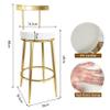 DASHADAO Metal Barstools, 2 Packs Counter Bar Stools, White Pu Leather Bar Chairs with Backrest and Footrest, Kitchen Dining Chairs Bar Cafe High Stool view 3