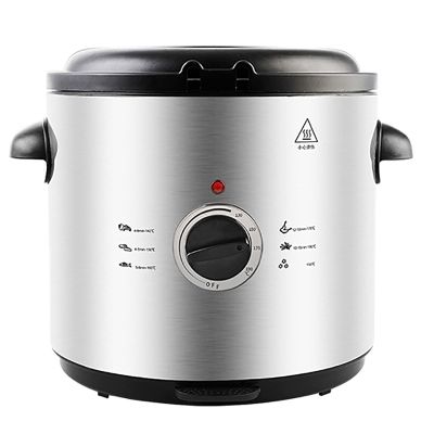 BHFRYU Electric Deep Fat Countertop Fryer Stainless Steel Deep Fryer Chip Fryer Non-Stick Coating, Internal Mesh Basket with Safety Handle and Viewing Window 1000W,1.5L