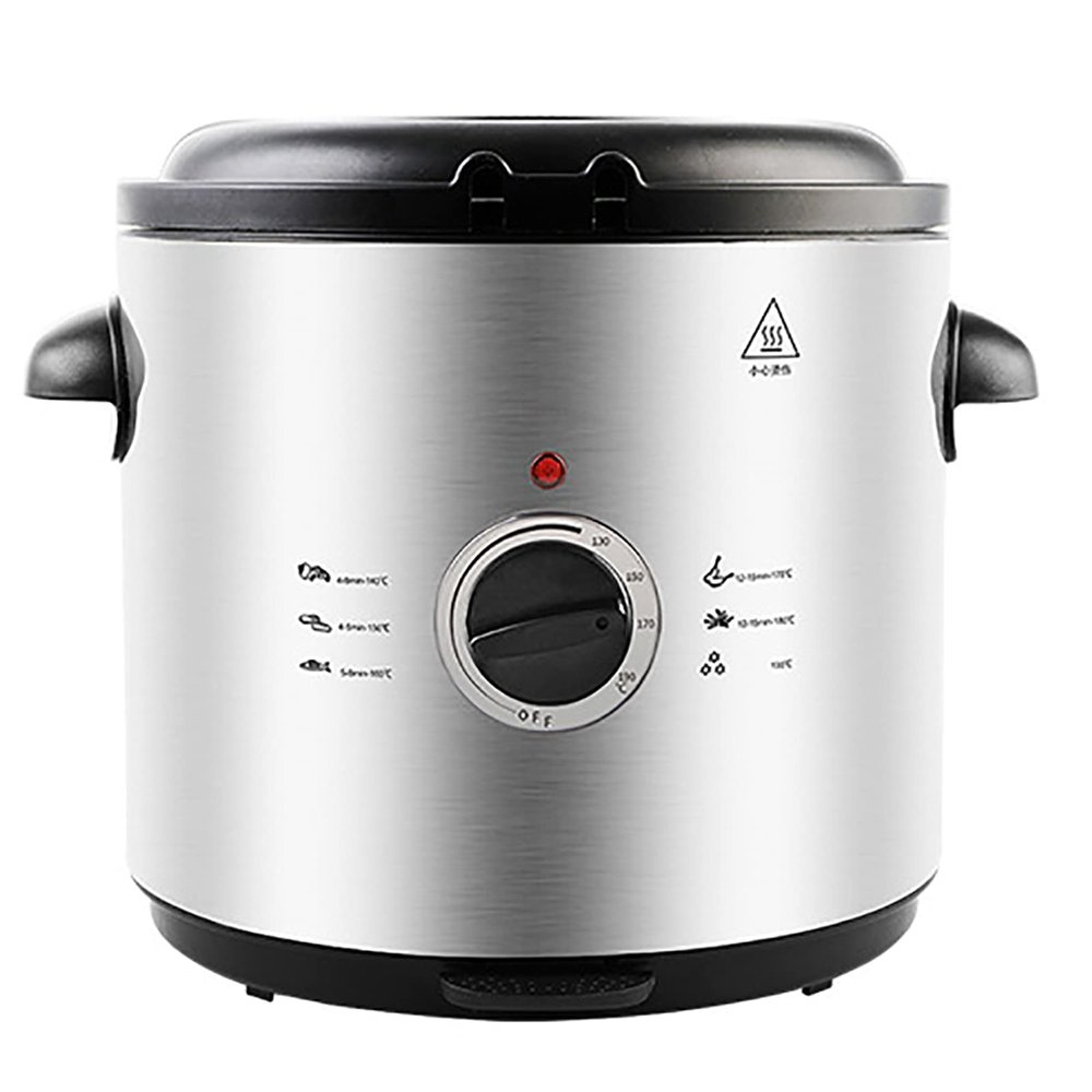 BHFRYU Electric Deep Fat Countertop Fryer Stainless Steel Deep Fryer Chip Fryer Non-Stick Coating, Internal Mesh Basket with Safety Handle and Viewing Window 1000W,1.5L