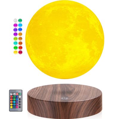 Floating Moon Lamp, Magnetic Levitation Spinning 3D Printing Moon Light Levitating Lamps Globe with 16 Colors Modes LED Moon Night Lights, Room Decor, Creative Gift for Kids Friends