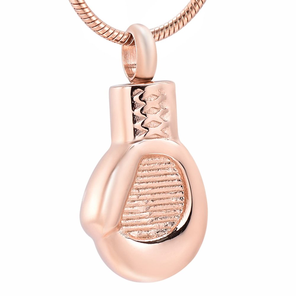 SHEIL Stainless Steel Boxing Glove Memorial Urn Jewellery Ashes Holder Keepsake Cremation Locket Necklace Keepsake for Men,3