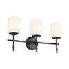 Kichler Ali 3 Light Bathroom Vanity Light in Black with Satin Etched Glass Shades for use in Bathrooms and Powder Rooms, 52142BK view 1
