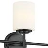 Kichler Ali 3 Light Bathroom Vanity Light in Black with Satin Etched Glass Shades for use in Bathrooms and Powder Rooms, 52142BK view 3