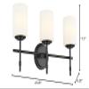 Kichler Ali 3 Light Bathroom Vanity Light in Black with Satin Etched Glass Shades for use in Bathrooms and Powder Rooms, 52142BK view 4