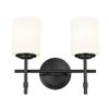 Kichler Ali 2 Light Bathroom Vanity Light in Black with Satin Etched Glass Shades for use in Bathrooms and Powder Rooms, 52141BK view 2
