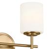 Kichler Ali 2 Light Bathroom Vanity Light in Brushed Natural Brass with Satin Etched Glass Shades for use in Bathrooms and Powder Rooms, 52141BNB view 3
