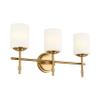Kichler Ali 3 Light Bathroom Vanity Light in Black with Satin Etched Glass Shades for use in Bathrooms and Powder Rooms, 52142BK view 1