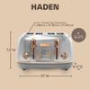 Haden Heritage 4 Slice Wide Slot Stainless Steel Toaster with Adjustable Browning Control & Non-Slip Feet, Steel & Copper view 4