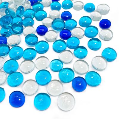 CYS EXCEL 5 LBS Blue Mix Glass Beads for Vases Flat Marble Gemstone Beads Vase Fillers Aquarium Decor Rocks Floral Centerpieces Stones Mosaic Pebbles