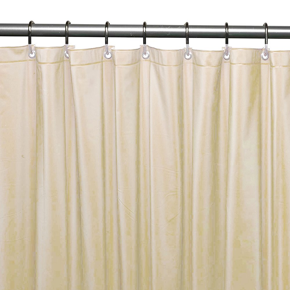2 Pc Magnetic Soap Residue Resistant Shower Curtain Liner 100% Vinyl Beige 70x72