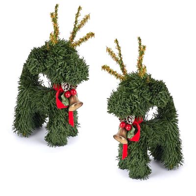 Factory Direct Craft Artificial Pine Holiday Reindeer Set of 2 for Christmas and Holiday Displays