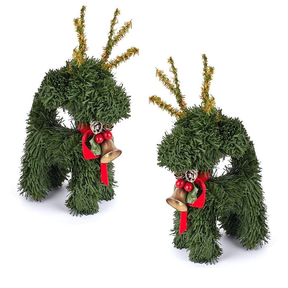Factory Direct Craft Artificial Pine Holiday Reindeer Set of 2 for Christmas and Holiday Displays
