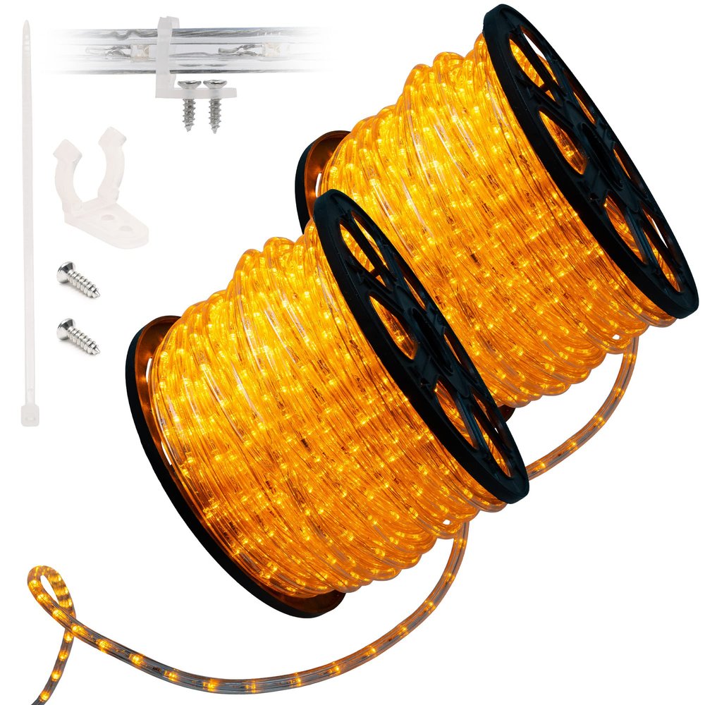 WYZworks 3312LEDs, 300ft Orange LED Rope Light, Connectable Outdoor Permanent Waterproof Accent Exterior Lighting, Transparent PVC Case, ETL Certified, Holiday Decor, Backyard Patio, Home Garden