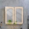 SECARUS LED Mirror Bathroom Medicine Cabinet with Lights, 18x36 Inch Aluminum Framed Beveled Edge Frameless Mirror, Recessed or Surface, 3 Color Light Dimmer, Defog, Outlets & USB (48 * 36), Black view 1