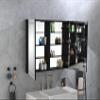 SECARUS LED Mirror Bathroom Medicine Cabinet with Lights, 18x36 Inch Aluminum Framed Beveled Edge Frameless Mirror, Recessed or Surface, 3 Color Light Dimmer, Defog, Outlets & USB (48 * 36), Black view 3