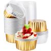 EUSOAR Disposable Ramekins Aluminum Foil, Gold 60Packs 5oz Baking Cups with Lids Mini Muffin Liners, Dessert Cheesecake Pan Creme Brulee Cupcake Containers for Catering Gathering Club Wedding Party view 1