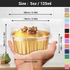 EUSOAR Disposable Ramekins Aluminum Foil, Gold 60Packs 5oz Baking Cups with Lids Mini Muffin Liners, Dessert Cheesecake Pan Creme Brulee Cupcake Containers for Catering Gathering Club Wedding Party view 2