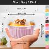 EUSOAR Baking Cups with Lids, Pink 60Packs 5oz Disposable Aluminum Foil Mini Muffin Liners, Dessert Cheesecake Pan Creme Brulee Cupcake Ramekins Containers for Catering Gathering Club Wedding Party view 2