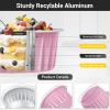 EUSOAR Baking Cups with Lids, Pink 60Packs 5oz Disposable Aluminum Foil Mini Muffin Liners, Dessert Cheesecake Pan Creme Brulee Cupcake Ramekins Containers for Catering Gathering Club Wedding Party view 3