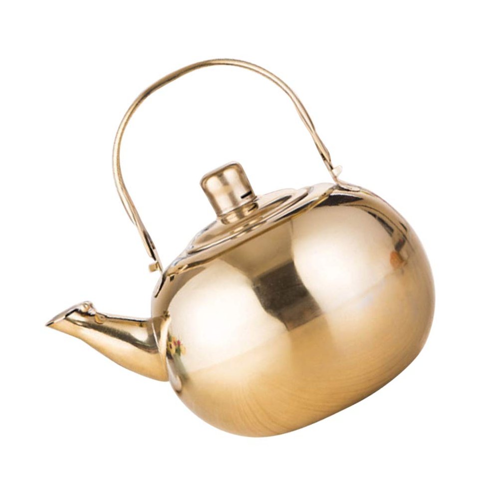 Cabilock Thick Stainless Steel Teapot Kettle Golden Water Pot for Kitchen Office and to Hold No Bad Smell for Tea and Beverages