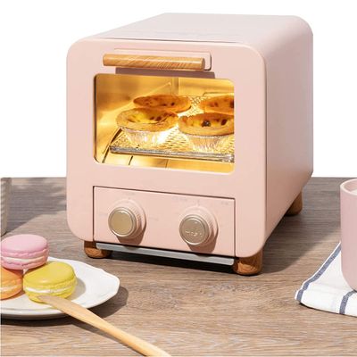 MNSSRN Mini Breakfast Bread Oven, Roast, Defrost & Dehydrator Functions, Includes Accessory Recipes, BPA Free Healthy Cooking,Pink