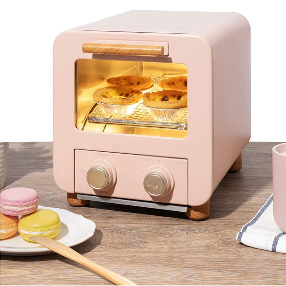 MNSSRN Mini Breakfast Bread Oven, Roast, Defrost & Dehydrator Functions, Includes Accessory Recipes, BPA Free Healthy Cooking,Pink