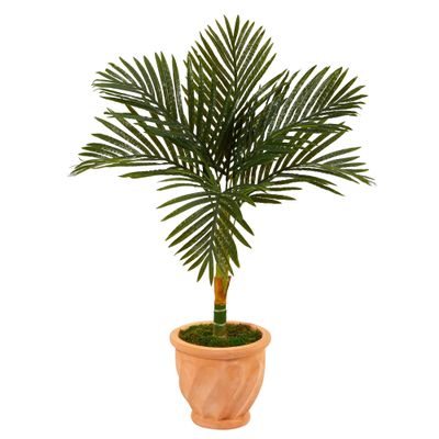 3.5' Golden Artificial Palm Tree in Terra-Cotta Planter 10" Orange