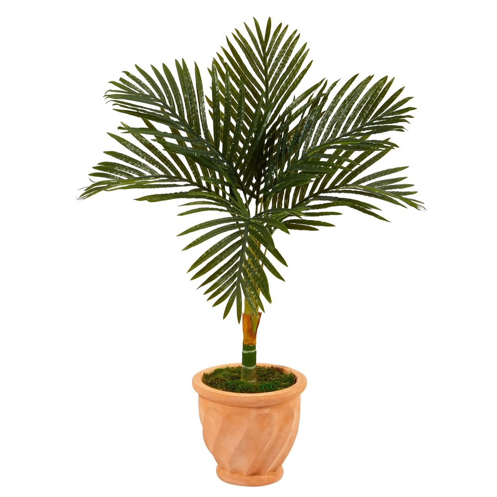 3.5' Golden Artificial Palm Tree in Terra-Cotta Planter 10" Orange
