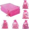 ANZNKU 50PCS Pink Organza Bags 5x7 inches Mesh Bags Drawstring, Mesh Oraganza Gift Bag Small Mesh Gift Bag for Party, Wedding, Premium Sheer Party Favor Pouches Drawstring view 4