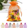 ANZNKU 50 Pack Organza Bags 5 x 7 Inch, Orange Sheer Favor Bags Drawstring for Jewelry, Small Mesh Gift Bags for Wedding & Halloween Candy Party Favors view 1