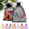 ANZNKU 50PCS Black Organza Bags, Gift Bags Small Size, Sheer Organza Bag 5x7 Inch for Christmas, Mesh Candy Bag, Small Mesh Pouches with Drawstring for Party Wedding Favor view 1
