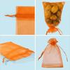 ANZNKU 100PCS Orange Organza Bags 5x7 inches Mesh Bags Drawstring, Gift Bag for Halloween, Wedding Mesh Festival Makeup Organza Party Favor Bag, Sheer Mesh Pouches Drawstring view 3