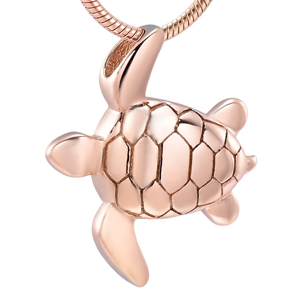 SHEIL Little Sear Turtle Memoria Jewellery for Cremation Ashes Pendant - Stainless Steel Pet Memorial Urn Necklace Jewelry,2