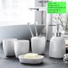 YQBUER Home Bathroom Accessories Set Bathroom Wash Set Ceramic Five Piece Set Soap Dispenser Couple Gargle Cup Toothbrush Holder Suitable for Hotel bathrooms view 2