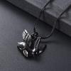 SHEIL Flying Rabbit Cremation Urn Necklace&Jewelry Engravable Stainless Steel Pet Ashes Keepsake Memorial Pendant with Snake Chain,2 view 2