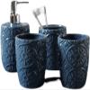 YQBUER Home Bathroom Accessories Set Bathroom Accessories Sets Ceramic Embossed Wash Set Blue Nordic Bathroom Products Five-Piece Bathroom Suitable for Hotel bathrooms view 1