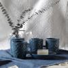 YQBUER Home Bathroom Accessories Set Bathroom Accessories Sets Ceramic Embossed Wash Set Blue Nordic Bathroom Products Five-Piece Bathroom Suitable for Hotel bathrooms view 3