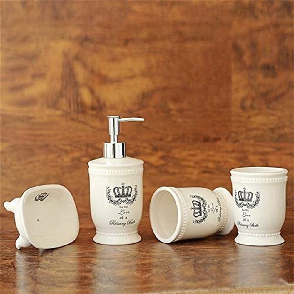 YQBUER Home Bathroom Accessories Set Ceramic Crown Bathroom Accessories Covered The British Style of Home Decoration Product That Defend Bath Set Suitable for Hotel bathrooms