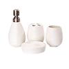 YQBUER Home Bathroom Accessories Set 5 Pieces Ceramic Bathroom Stand Set Straw Print Stand Home Hotel Bathroom Bath Accessories for Hotel Bathroom (Color : White) view 1