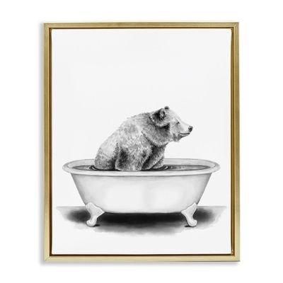 Stupell Industries Bear In A Tub Funny Animal Bathroom Drawing, Design by Rachel Neiman