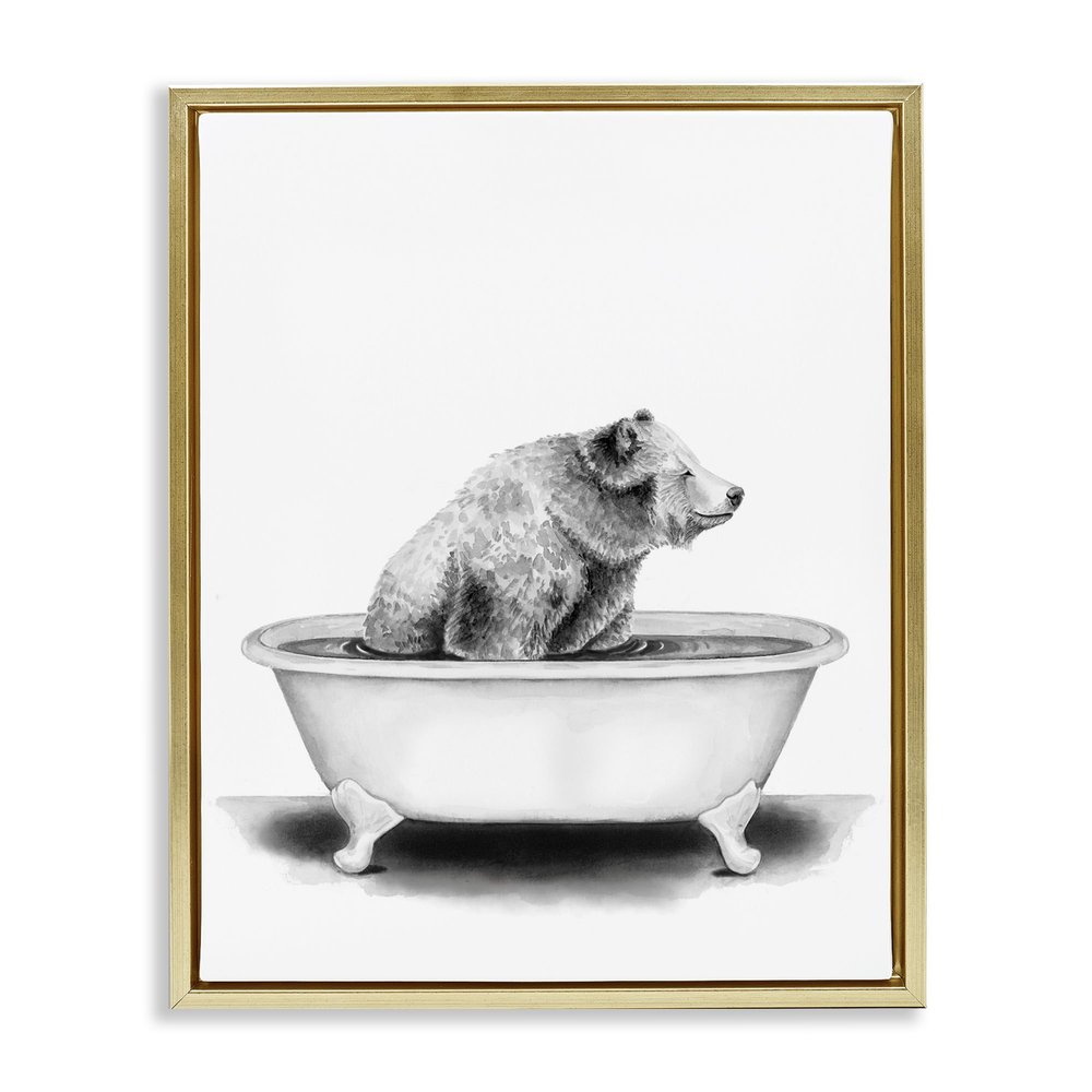 Stupell Industries Bear In A Tub Funny Animal Bathroom Drawing, Design by Rachel Neiman