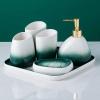 YQBUER Home Bathroom Accessories Set Ceramic Tray Bathroom Accessories Bathroom Set Gradient Gray Blue Wash Set Mouthwash Cup Lotion Bottle Tray Suitable for Hotel bathrooms (Color : B) view 1
