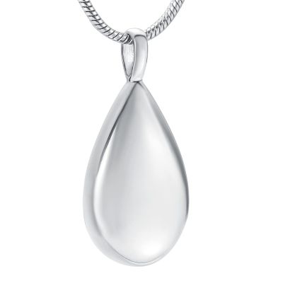 SHEIL Shiny Polished 316L Stainless Steel Water Drop Memorial Jewelry for Ashes - Engravable Keesake Cremation Urn Necklace,2