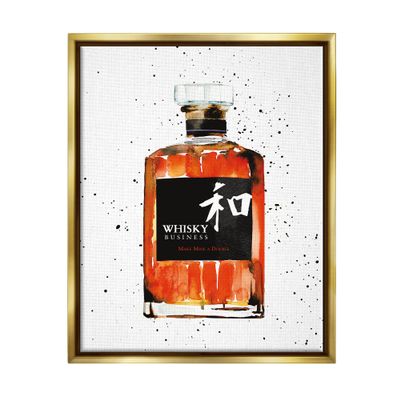 Stupell Industries Whisky Business Quote Japanese Liquor Bottle, Design by Mercedes Lopez Charro
