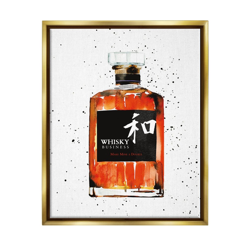 Stupell Industries Whisky Business Quote Japanese Liquor Bottle, Design by Mercedes Lopez Charro