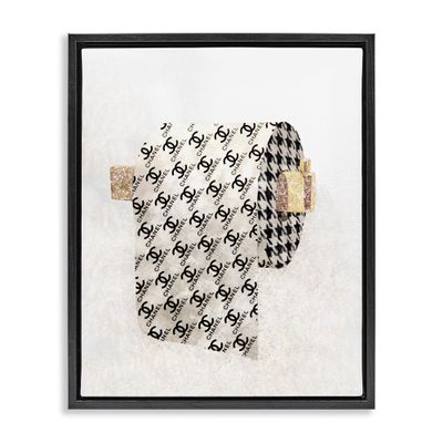 Stupell Industries Fashion Glam Toilet Paper Designer Detailing Framed Floater Canvas Wall Art Design by Ziwei Li
