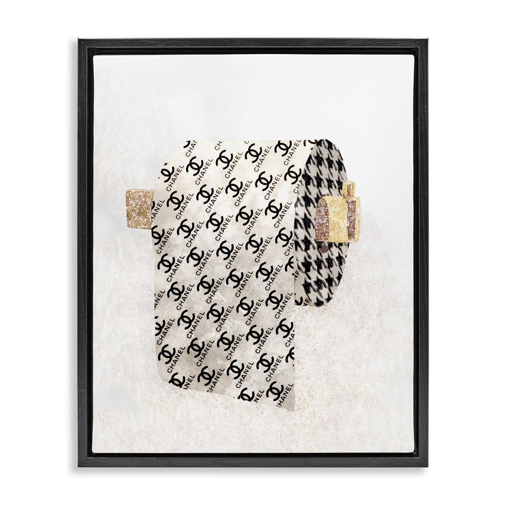 Stupell Industries Fashion Glam Toilet Paper Designer Detailing Framed Floater Canvas Wall Art Design by Ziwei Li