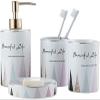 YQBUER Home Bathroom Accessories Set Bathroom Accessories Set Ceramics Ideal for Gift Bathroom Decor Ideal for Gift White Suitable for Hotel bathrooms view 1