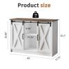 4 EVER WINNER Coffee Bar Cabinet with Sliding Barn Doors, 42Farmhouse Buffet Cabinet with Storage for Kitchen, Coffee Bar with Adjustable Shelf for Dining Room, White view 2