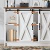 4 EVER WINNER Coffee Bar Cabinet with Sliding Barn Doors, 42Farmhouse Buffet Cabinet with Storage for Kitchen, Coffee Bar with Adjustable Shelf for Dining Room, White view 4